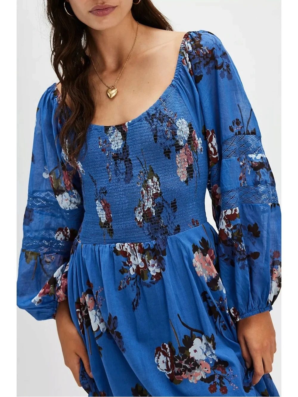 Free People Bohemian Witchy Fairy Morning Glory Maxi Dress Bluebell Medium NWT